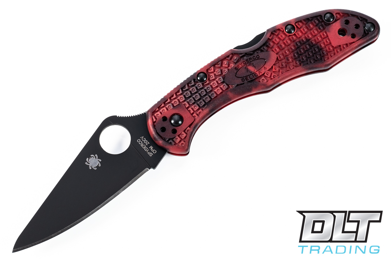 Spyderco Delica 4 - Red & Black Zome - Black 20CV Blade - DLT Trading