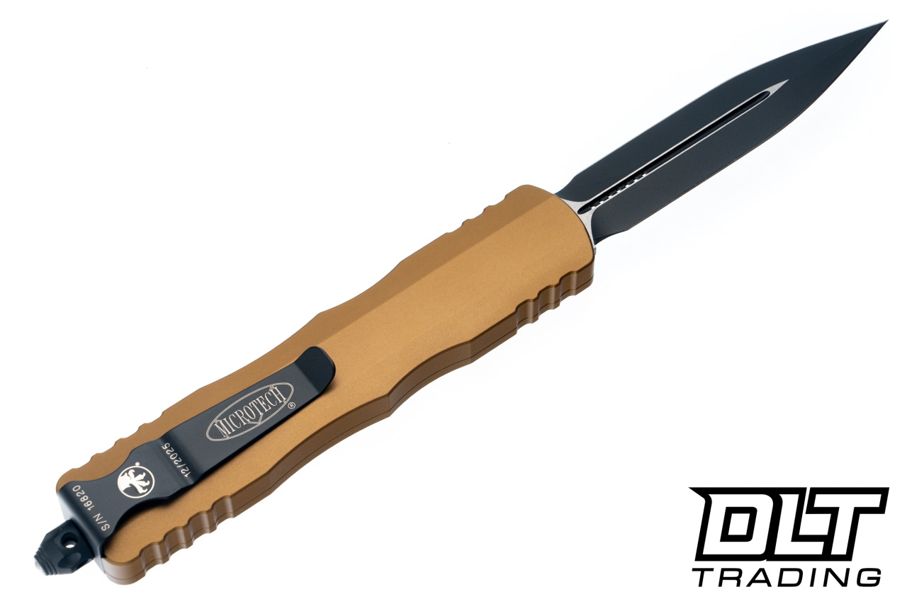 Microtech 227-1TA Dirac Delta D/E - Tan Handle - Black Blade - DLT
