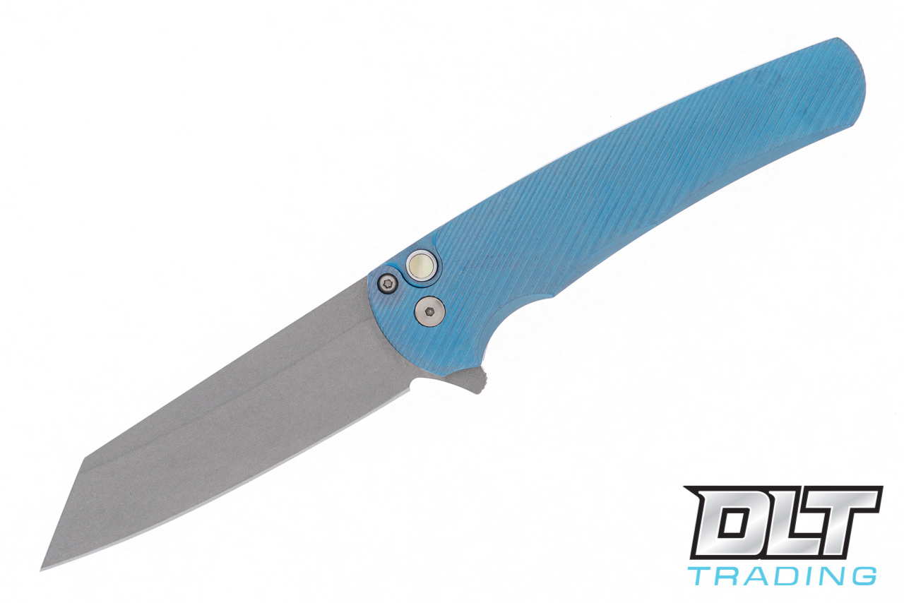 提藍 Pro-Tech Malibu Custom Reverse Tanto - Blue Anodized Titanium