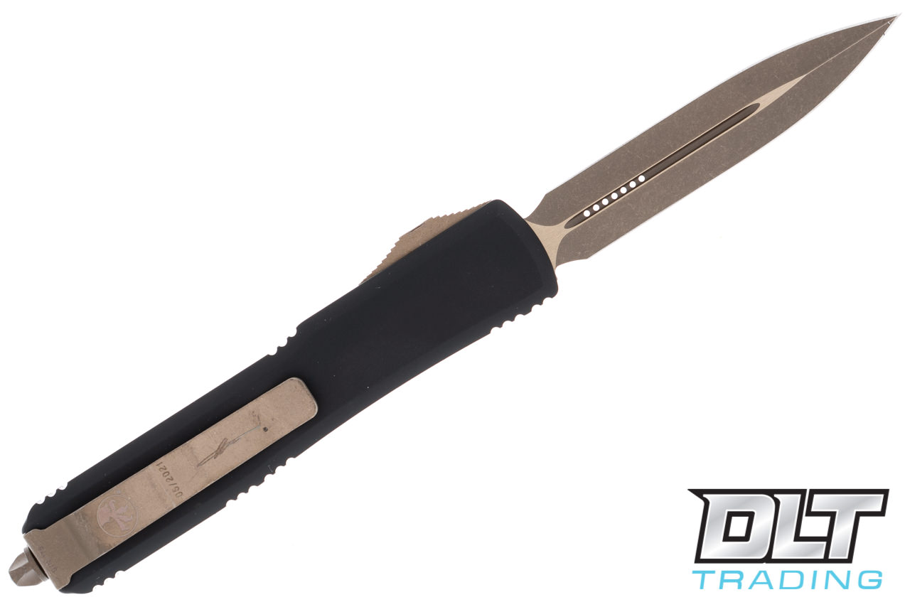Microtech Ultratech D/E - Black Handle - Bronze Apocalyptic Blade