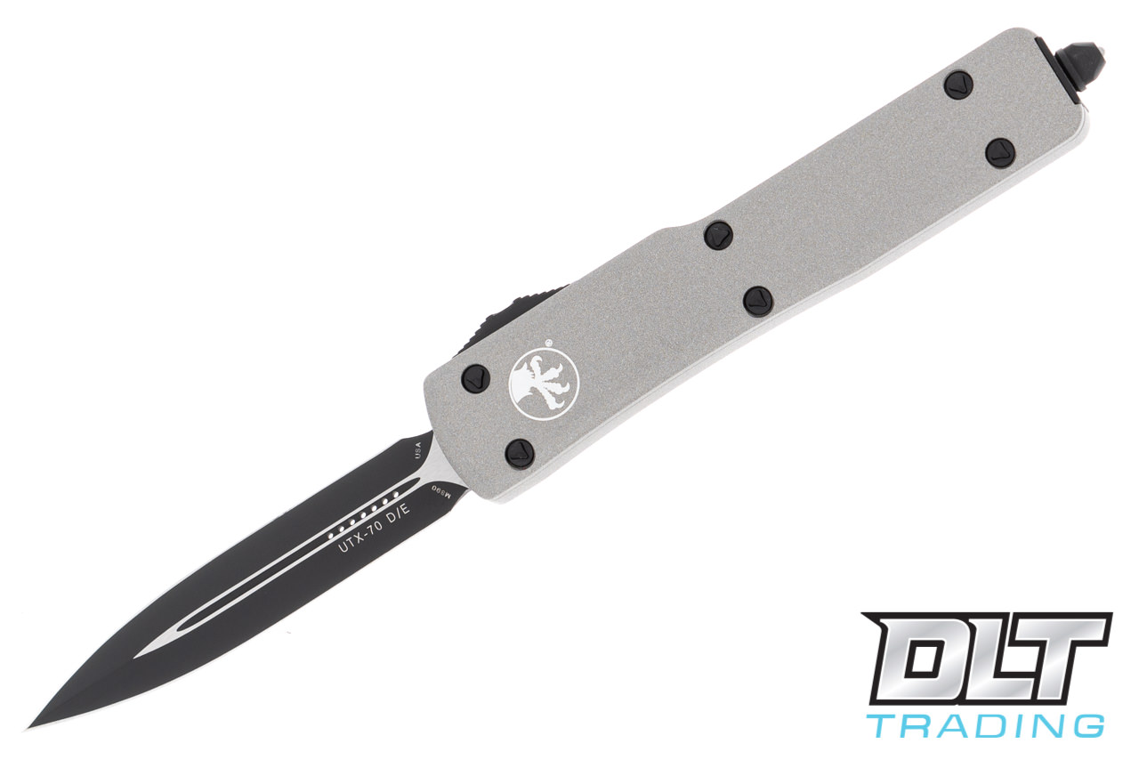 Microtech UTX-70 D/E - Titanium Grey Handle - Black Blade