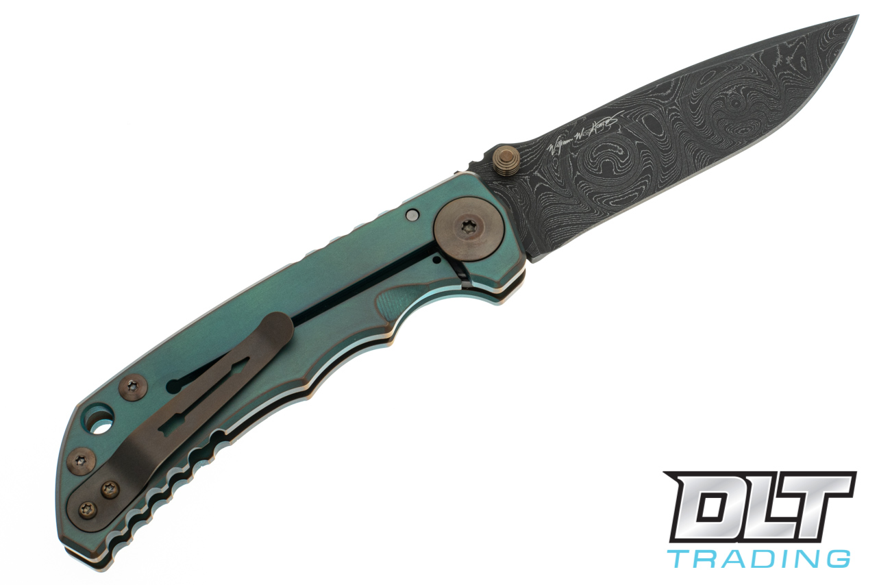 Spartan Harsey Folder, Damascus Blade, Warthog Engraving