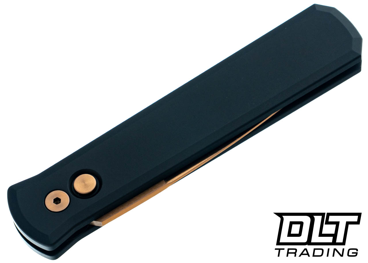 Pro-Tech Godfather Black Handle Rose Gold 154CM | DLT Trading