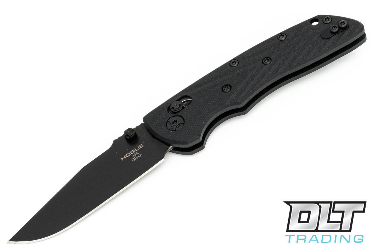 Hogue Deka Clip Point - Black G-10 - Black Blade - DLT Trading