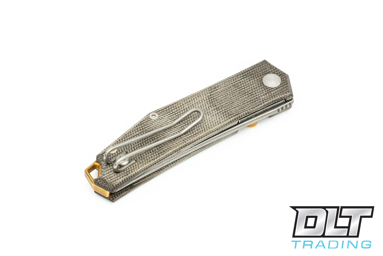 GiantMouse ACE Clyde - Green Canvas Micarta - Brass Hardware - DLT
