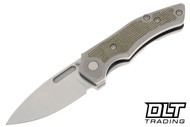 Griffin Scout F2 - Stonewashed Titanium - Green Canvas Micarta Inlay - Satin Blade