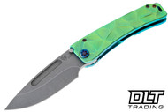 Medford Marauder H Drop Point - Tumbled MagnaCut - Green Stained Glass Sculpting - Flamed Hardware - Green Clip #1