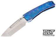 Medford Marauder H Tanto - Tumbled MagnaCut - Faced, Flamed, & Blue Titanium - Blue Hardware - Flamed Clip #1