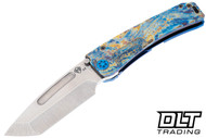 Medford Marauder H Tanto - Tumbled MagnaCut - Faced, Flamed, & Blue Titanium - Blue Hardware - Flamed Clip #2