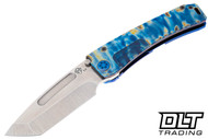 Medford Marauder H Tanto - Tumbled MagnaCut - Faced, Flamed, & Blue Titanium - Blue Hardware - Flamed Clip #3