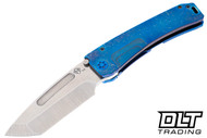 Medford Marauder H Tanto - Tumbled MagnaCut - Faced, Flamed, & Blue Titanium - Blue Hardware - Flamed Clip #4