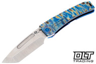 Medford Marauder H Tanto - Tumbled MagnaCut - Faced, Flamed, & Blue Titanium - Blue Hardware - Flamed Clip #5