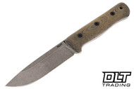 Reiff F5 Field Survival Knife - Green & Black Canvas Micarta - Saber - Acid Stonewashed - Kydex Sheath