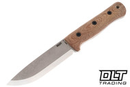 Reiff S5 Glider Bushraft - Natural Canvas Micarta - Scandi - Acid Stonewashed - Leather Sheath