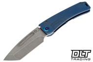 Medford Marauder H Tanto - Tumbled MagnaCut - Blue Titanium - Flamed Hardware - Blue Clip