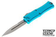 Microtech 1701M-10TQ Mini Hera D/E Bayonet - Turquoise Handle - Stonewashed Blade