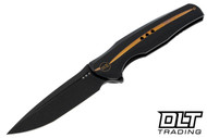 WE Knife 601X Black Titanium - Gold Groove - Black Stonewashed 20CV Blade