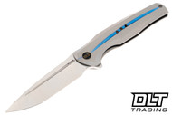 WE Knife 601X Titanium - Blue Groove - Hand Polished Satin 20CV Blade