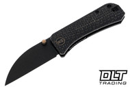 WE Knife Banter Black Burlap Micarta - Black Stonewashed S35VN Blade