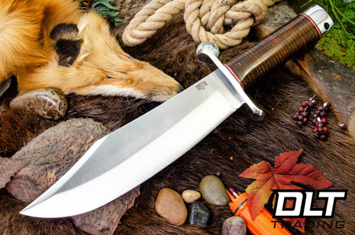 Bark River V-44 Bowie Aged Stacked Leather