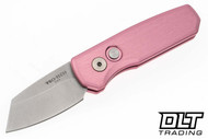 Pro-Tech Runt 5 - Satin Pink Handle - Stonewashed Reverse Tanto Blade