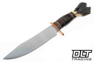 Mike Malosh Custom Scagel Camp Knife - Crotch Stag Pommel - W2 Forge Blade - Copper Guard