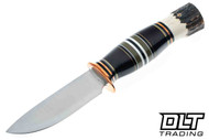 Mike Malosh Custom Scagel Drop Point Hunter - Stag Pommel - W2 Forged Blade - Copper Guard
