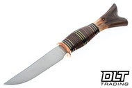 Mike Malosh Custom Asa Pattern Scagel Hunter - Mule Deer Crotch Pommel - Copper Guard - Leather Spacers