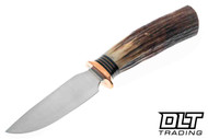 Mike Malosh Custom Alaskan Style Hunter - Stag Handle - W2 Forged Blade - Copper Guard