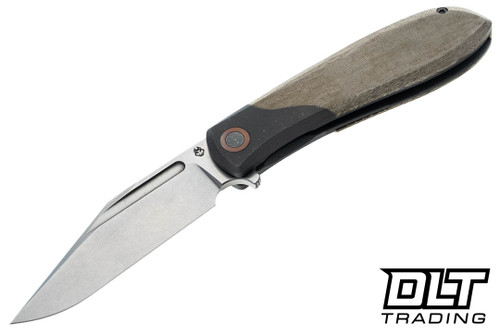 Jack Wolf Scuffle - Green Linen Micarta - Stonewash S90V Blade