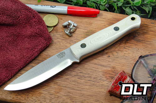 Bark River Blade Raid Bushcrafter LT 3V Tan G-10 - Black Pins