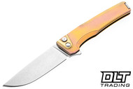 MachineWise Sonora - Brass Bolster - Rose Gold Diamond Textured Titanium Handle - Stonewash S90V Blade #1601