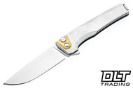 MachineWise Sonora - Brass Bolster - Raw Titanium Ripples Textured Handle - Stonewash S90V Blade #1612