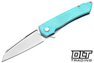 MachineWise Mojave - Teal Fade Heavy Distressed Turtle Textured Titanium - Stonewash S90V Blade #780