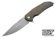 Herman Dragonfly #0463 Bronze Titanium - Dark Blue Backspacer & Clip - Stonewash M390 Blade