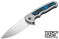 WE Knife Company Starlash Flipper WE23011D-2 - Polished Bead Blasted Titanium - Arctic Storm FatCarbon Inlay - Hand Rubbed Satin M390 Blade