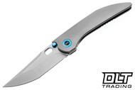WE Knife Company Attor WE23037B-2 - Polished Bead Blasted Titanium Integral Handle - Polished Bead Blasted 20CV Blade
