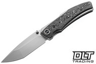 WE Knife Company Swordfin WE23067-3 - Black & White Aluminum Foil Carbon Fiber - Silver Bead Blasted 20CV Blade