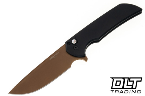 Pro-Tech Mordax - Black Aluminum - Tan PVD MagnaCut Blade - Black