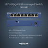 NETGEAR 8-Port Gigabit Ethernet Unmanaged Switch (GS108) - Desktop or Wall Mount, and Limited Lifetime Protection