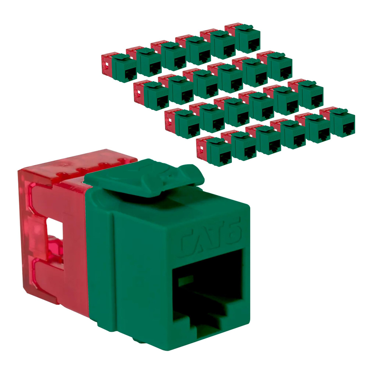 ICC CAT6 RJ45 Keystone Jack for EZ� Style, Green, 25-Pack