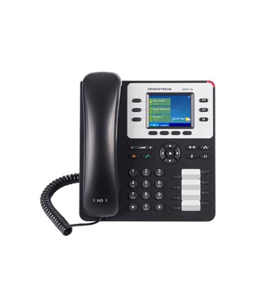 3 dual-color line keys (with 3 SIP accounts). 4 programmable context sensitive soft keys. Up to 4-way conferencing, and 8 dual-color BLF extension keys
320x240 TFT color LCD
Dual switched auto-sensing, 10/100/1000Mbps Gigabit network ports, PoE, EHS (Electronic Hook-Switch) with Plantronics headsets
Automated provisioning using TR-069 or AES encrypted XML configuration file, TLS/SRTP/HTTPS for advanced security and privacy protection
Integrated real-time web applications [weather, currency, etc.]
PSU is GS-12V-0.5A-PS
Power supply included