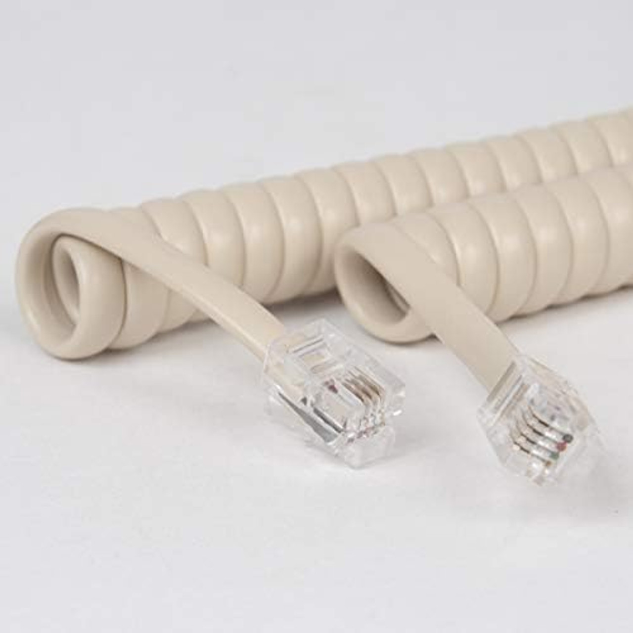 Cablesys Coiled Telephone Handset Cord for Use with PBX Phone Systems, VoIP Telephones - 6 Ft Uncoiled, Rj22, 1.5 Inch Lead on Both Ends, Ivory