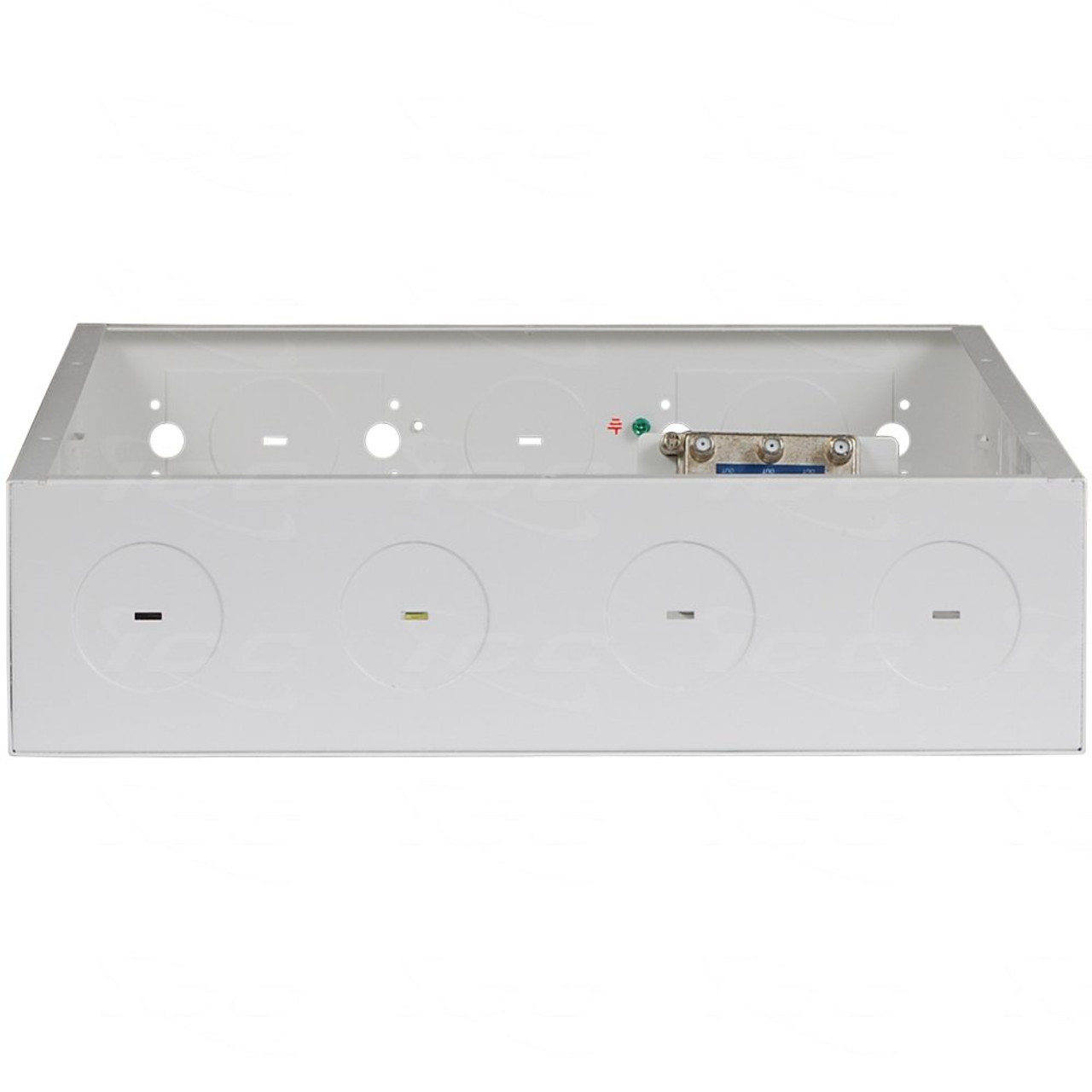 ICC 21” Metal Structured Wiring Enclosure, Media Enclosure with Voice, Data, and Video Modules with Door, Recessed Wall Box for Distribution of Networking Services, White