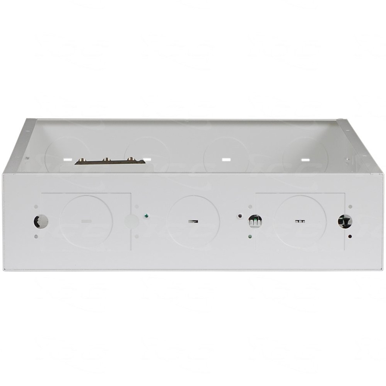 ICC 21” Metal Structured Wiring Enclosure, Media Enclosure with Voice, Data, and Video Modules with Door, Recessed Wall Box for Distribution of Networking Services, White