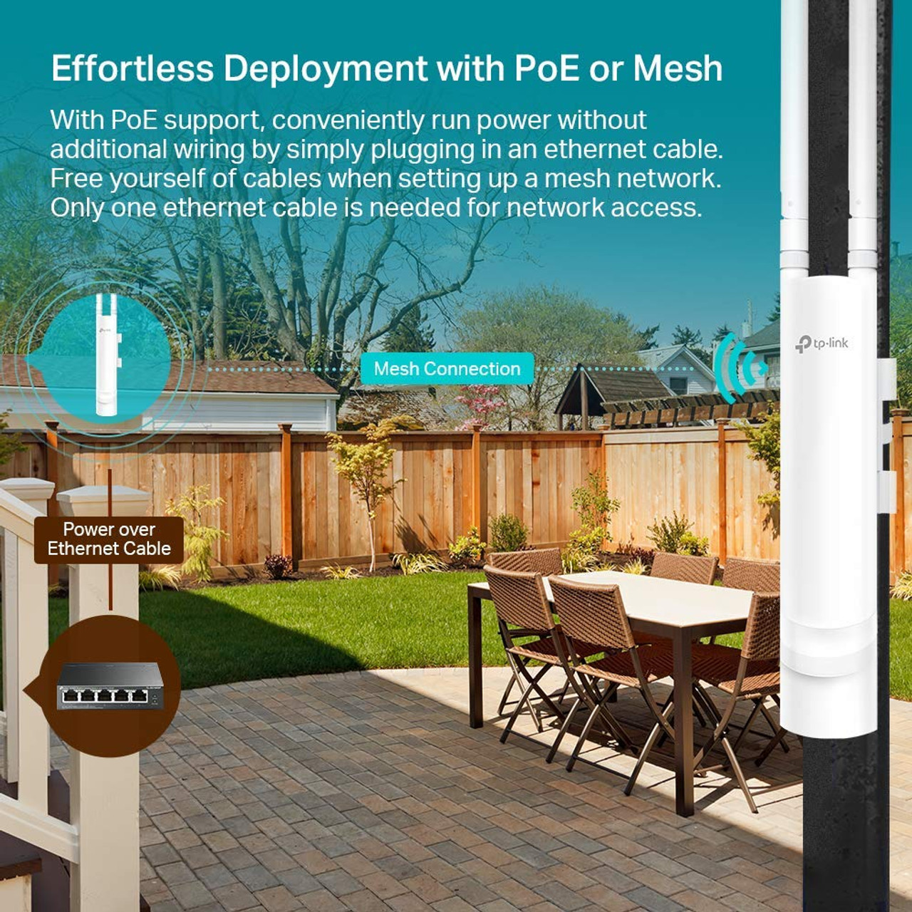TP-Link EAP225-Outdoor | Omada AC1200 Wireless Gigabit Outdoor Access Point | Business WiFi Solution w/ Mesh Support, Seamless Roaming & MU-MIMO | PoE Powered | SDN Integrated | Cloud Access & App