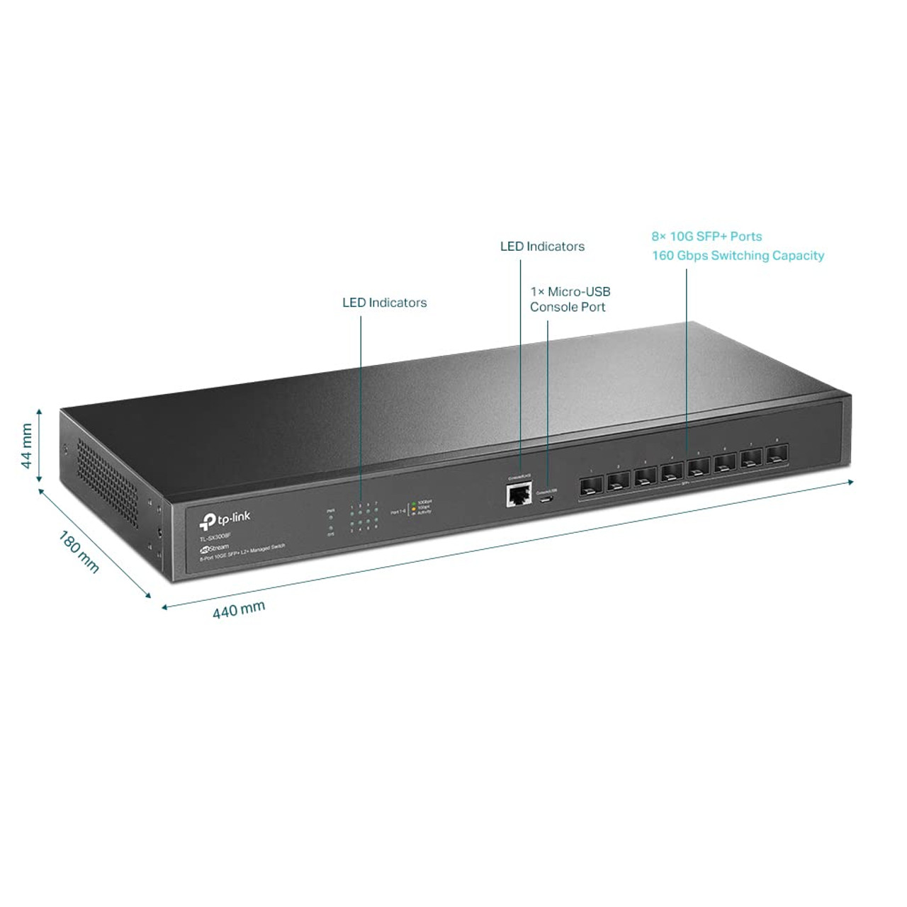 TP-Link TL-SX3008F | 8 Port 10G SFP+ Enterprise Level Switch | L2+ Smart Managed | Omada SDN Integrated | IPv6 | Static Routing | L2/L3/L4 QoS, IGMP & LAG | 5 Year Manufacturer Warranty