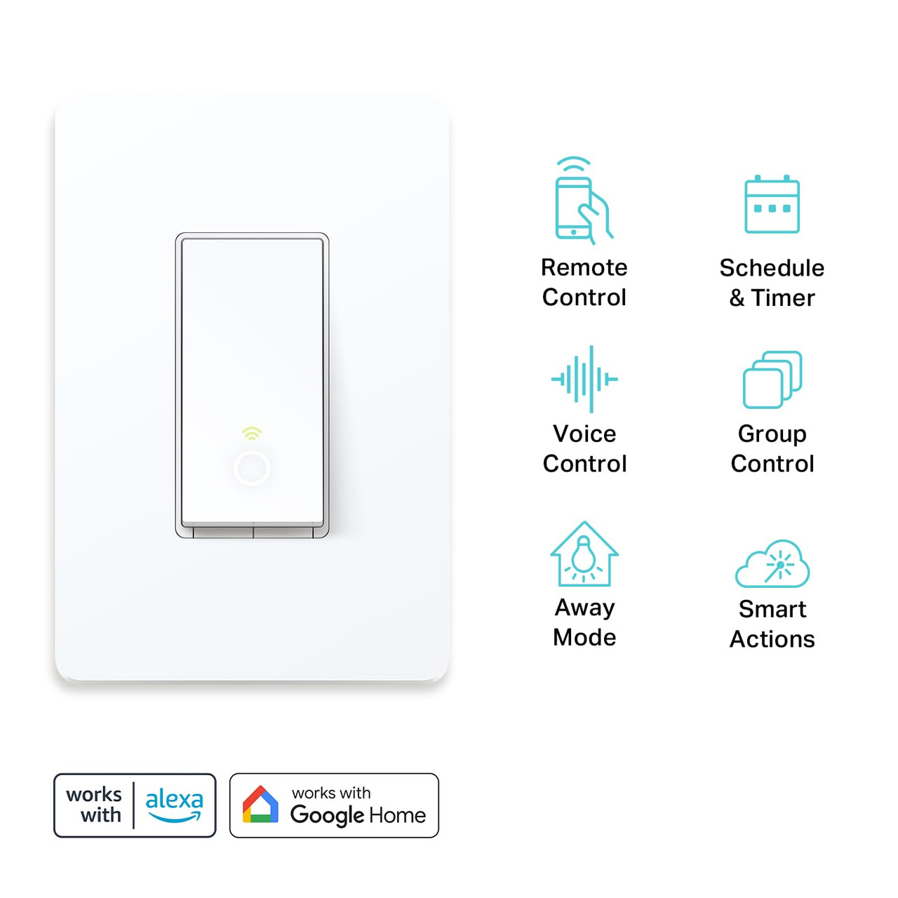 Kasa Smart Light Switch HS200, Single Pole, Needs Neutral Wire, 2.4GHz Wi-Fi Light Switch Works with Alexa and Google Home, UL Certified, No Hub Required , White, HS200