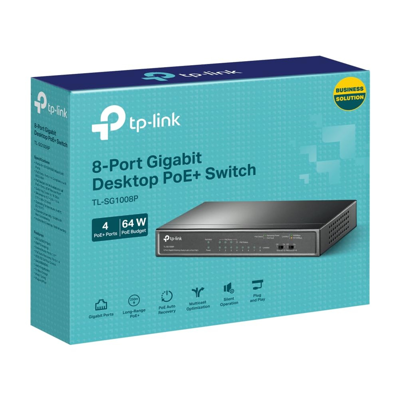 TP-Link TL-SG1008P | 8 Port Gigabit PoE Switch | 4 PoE+ Ports @64W | Desktop | Plug & Play | Sturdy Metal w/ Shielded Ports | Fanless | QoS & IGMP Snooping,Black