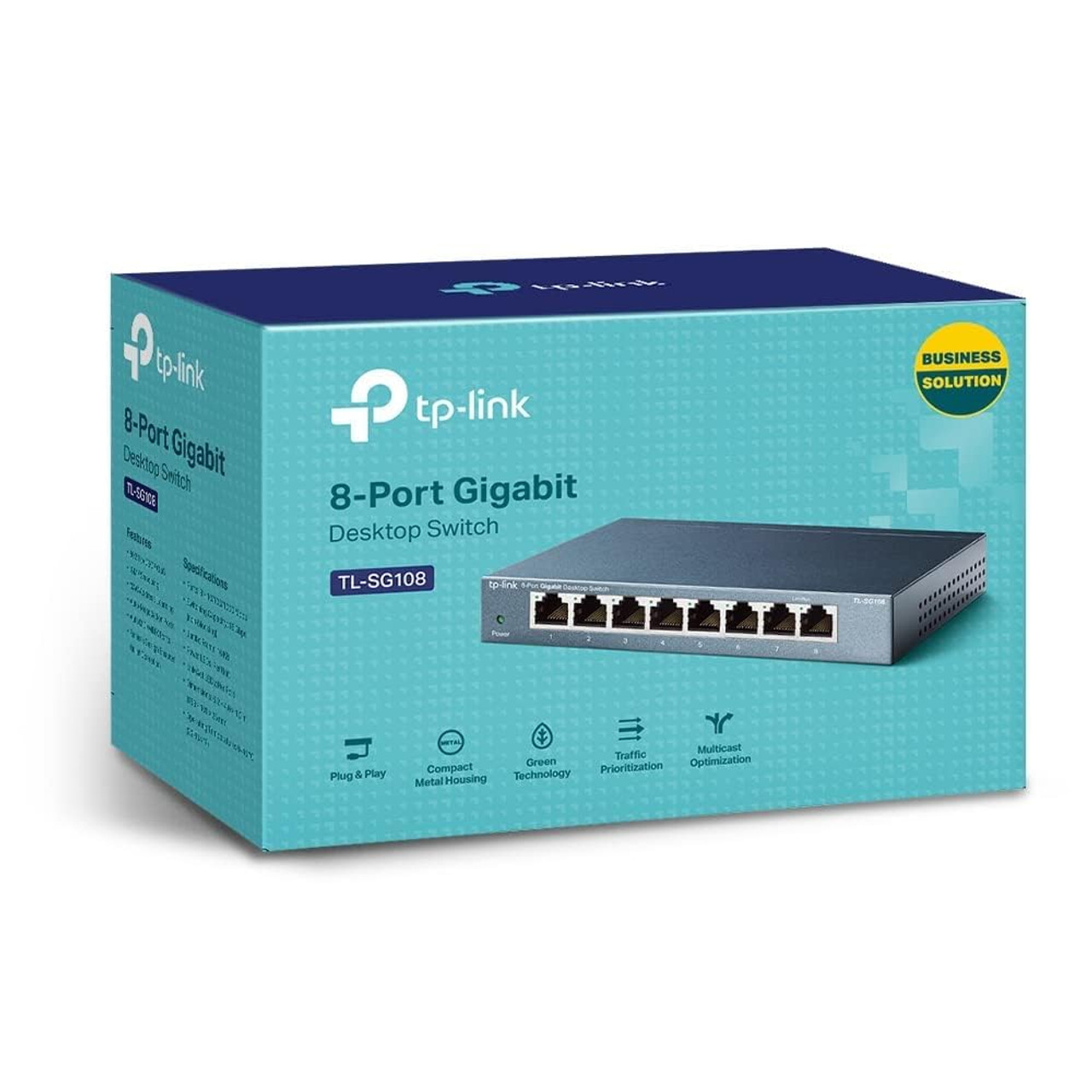 TP-Link TL-SG108 8 Port Gigabit Unmanaged Ethernet Network Switch, Ethernet Splitter Plug & Play Fanless Metal Design Shielded Ports Traffic Optimization
